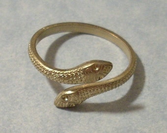 Snake Ring Unfinished Raw Brass Two Headed Snake Ring with Rhinestone Cavities Adjustable Serpent Ring Setting