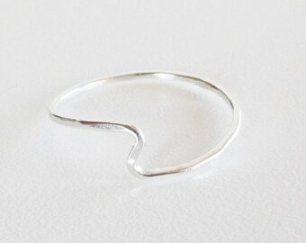 Sterling silver ring with a wave, silver ring band, 935 sterling silver ring, nautical