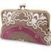 Clutch bag, embroidered silk purse, PLUM SCROLLS