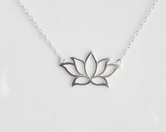 Sterling silver lotus necklace,yoga necklace, lotus flower necklace, spiritual necklace