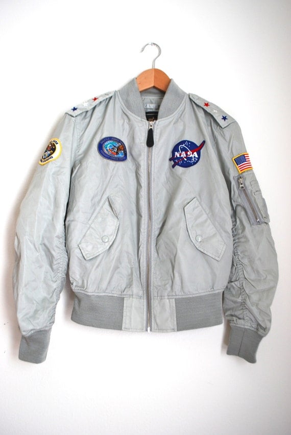 Vintage 70s 80s Space Commander Nylon Bomber Jacket