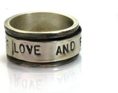 Silver Spinner Rings for Women, Wide Band Ring, Unisex Ring, Hand Stamped Ring, Men's Wedding Band, Customized Spinner Ring Silver Spinner Rings for Women, Wide Band Ring, Unisex Ring, Hand Stamped Ring, Men's Wedding Band, Customized Spinner Ring