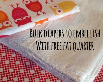 Bulk Cloth Diapers, Wholesale cloth diapers, Newborn Cloth Diapers, White Diapers to embellish for Burp Cloths- Boutique Quality- DIY kit