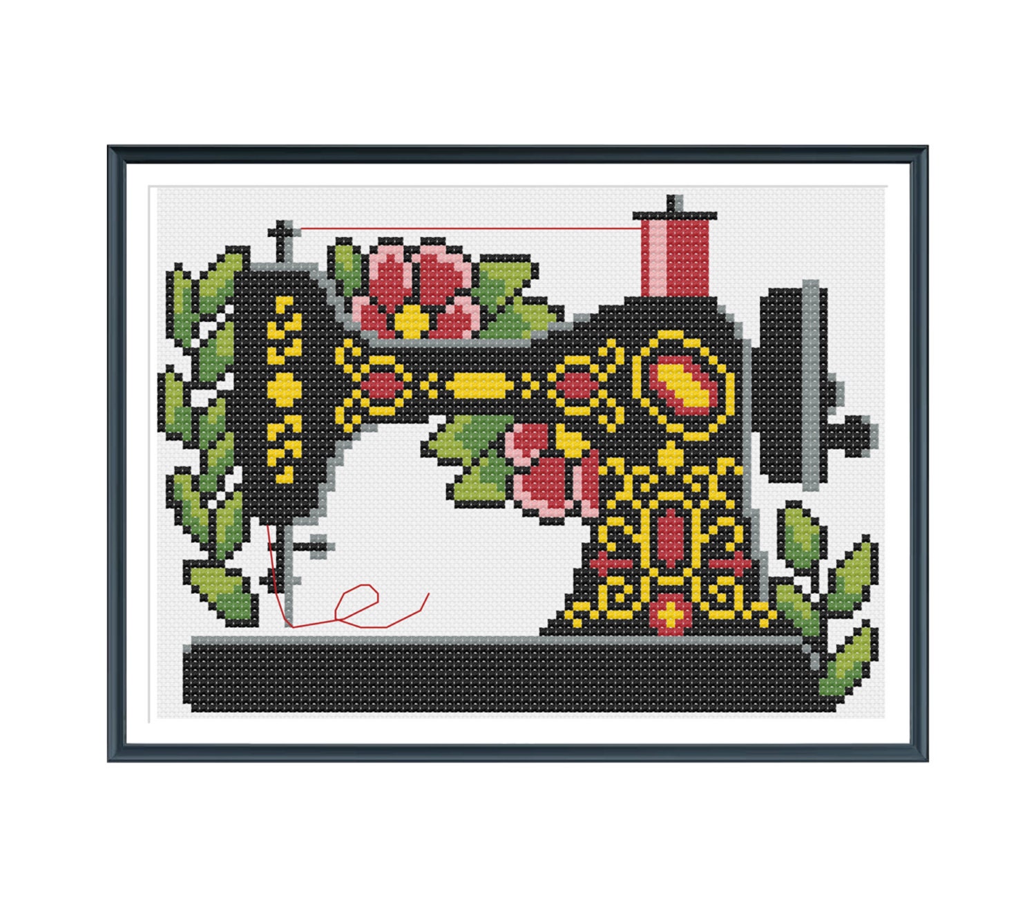 Retro Sewing Machine Cross Stitch Pattern Instant Download
