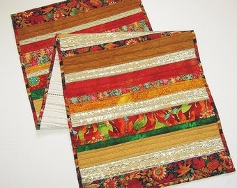 Scrap Fabric Quilted Table Runner Autumn Colors