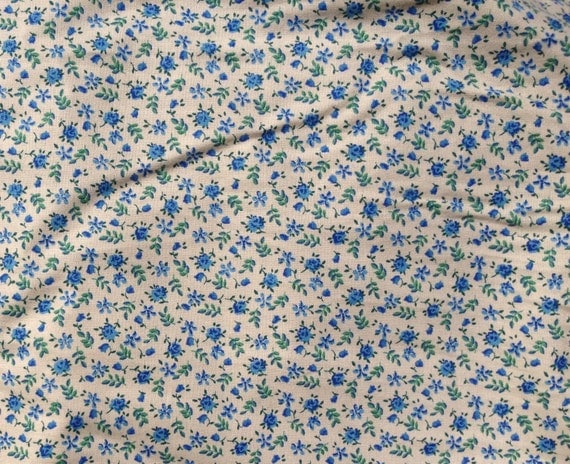 Vintage Cotton Calico Fabric French Blue Ditsy By Sewyeahfabrics