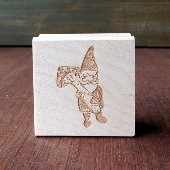 SALE Gnome Rubber Stamp by NattyMichelle on Etsy