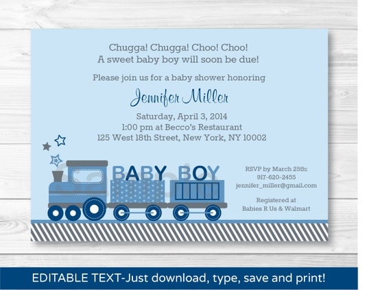 Information over Choo Choo Practice Boy or girl Boy Printable Kid Shower Invitation Editable PDF image regarding Printable Baby Shower Invitations Boy referred to as Data concerning Choo Choo Prepare Kid Boy Printable Youngster Shower Invitation Editable PDF