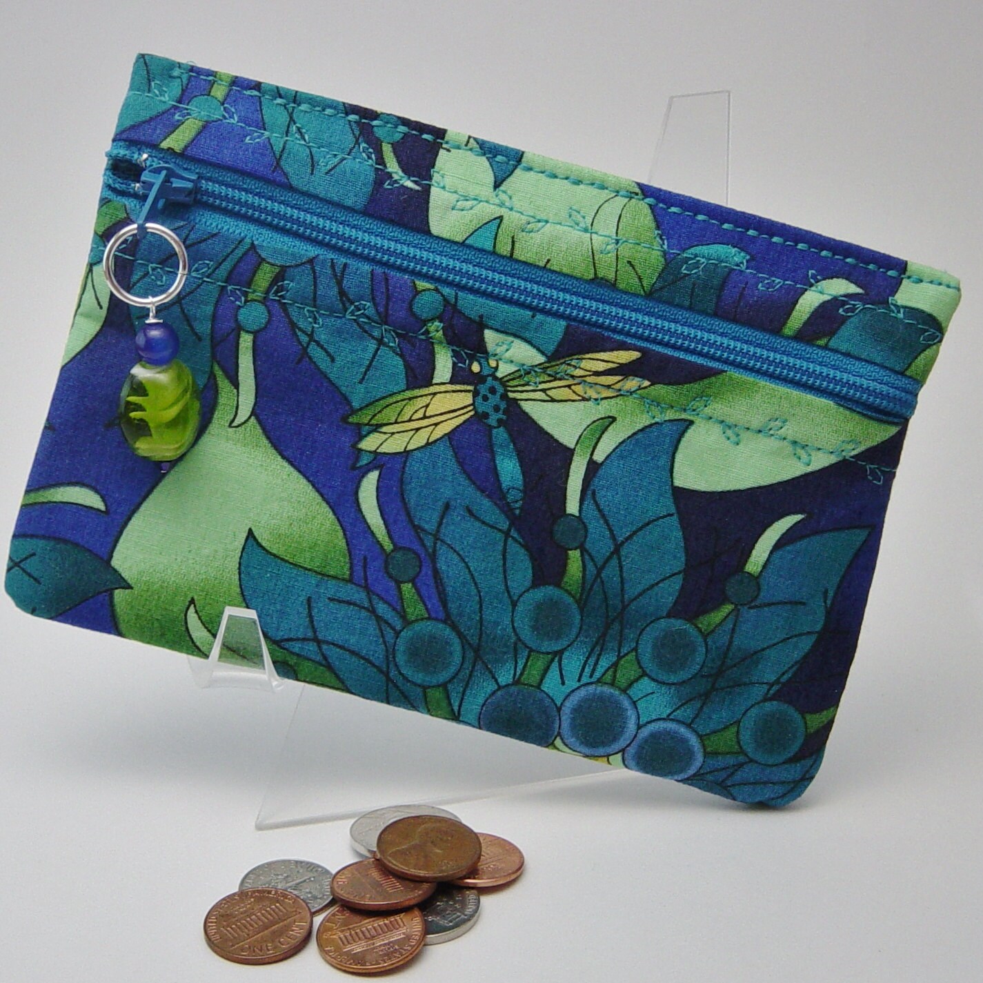 Coin Purse Fabric Zippered Purse Coin Case by delaMarCollection