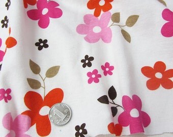 3808 - Flower Cotton Jersey Knit Fabric - 69 Inch (Width) x 1/2 Yard (Length)