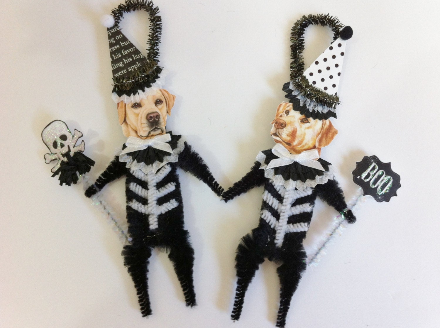 Labrador Retriever SKELETON Halloween vintage style yellow LAB