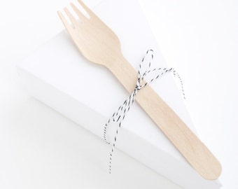 25 DELUXE LIDDED 2 - Pc White Wedge-Shaped Pie Box Kits with FORKS + Black Twine