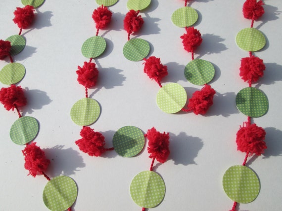 Red and Green Garland by RadishBalloon on Etsy