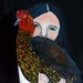 Acrylic Portrait Painting, Girl, Chicken, Black, She Won't Let Go, 9x12 canvas