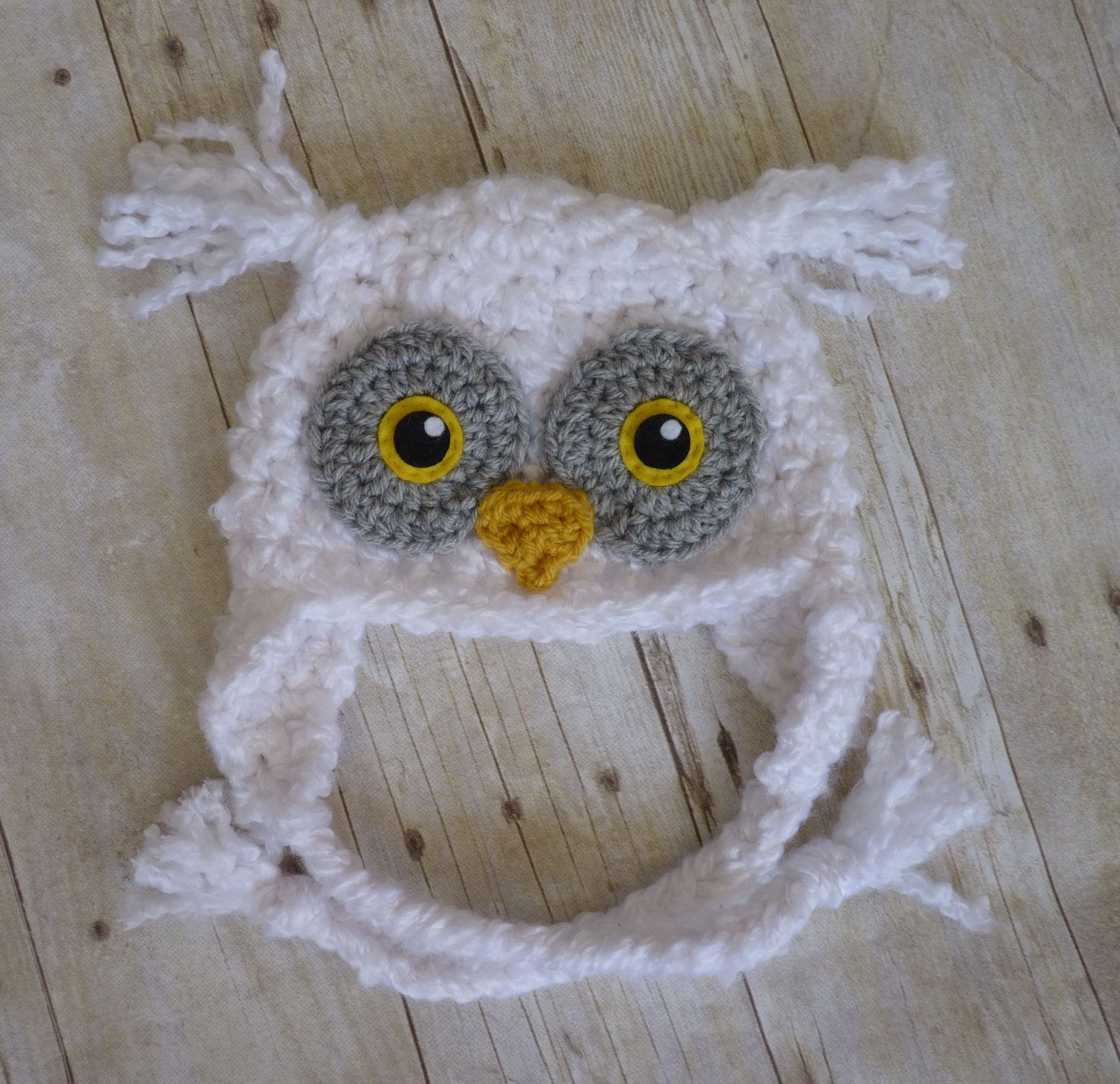 Custom Crochet Hedwig Owl Baby Earflap Beanie Hat