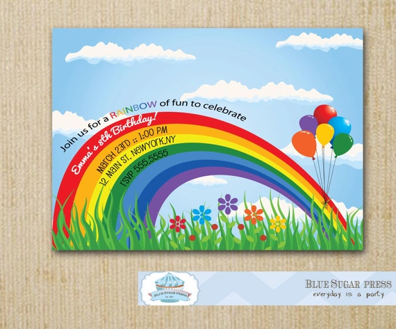Rainbow Invitation / Rainbow Party Invitations, Rainbow Birthday Party Invitations Il_570xn