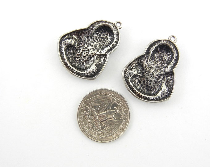 Pair of Antique Silver-tone Laughing Buddha Charms