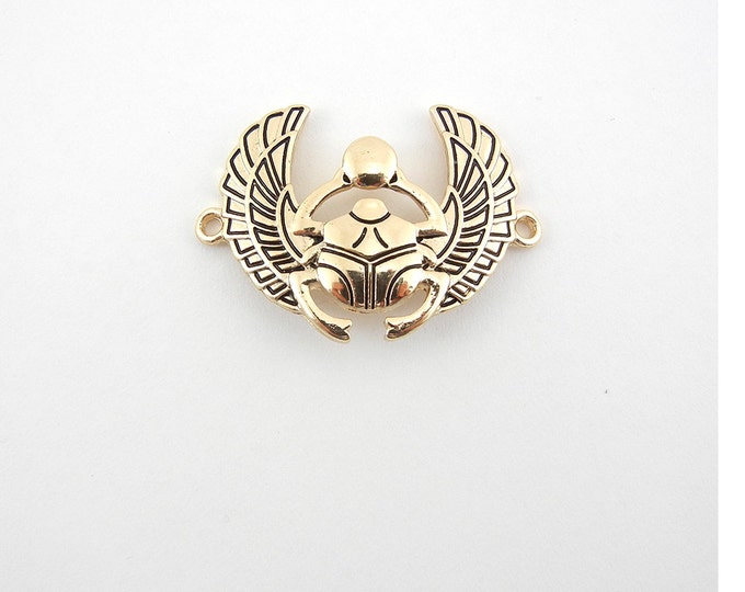 Double Link Gold-tone Scarab Beetle Charm