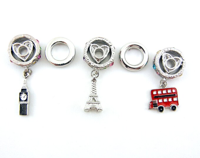 Set of Travel Themed Charms and Spacers