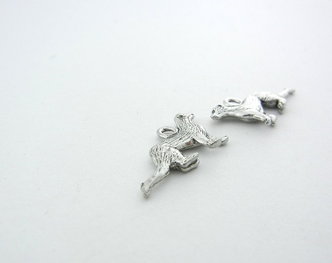 Pair of Silver-tone Pewter Ferret Charms