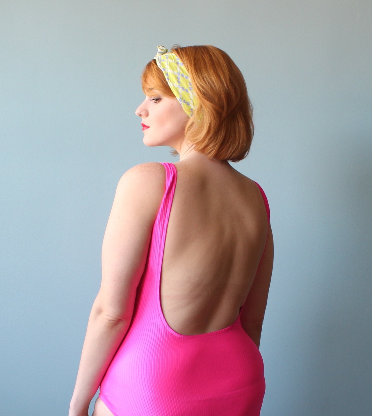 hot pink plus size bathing suit