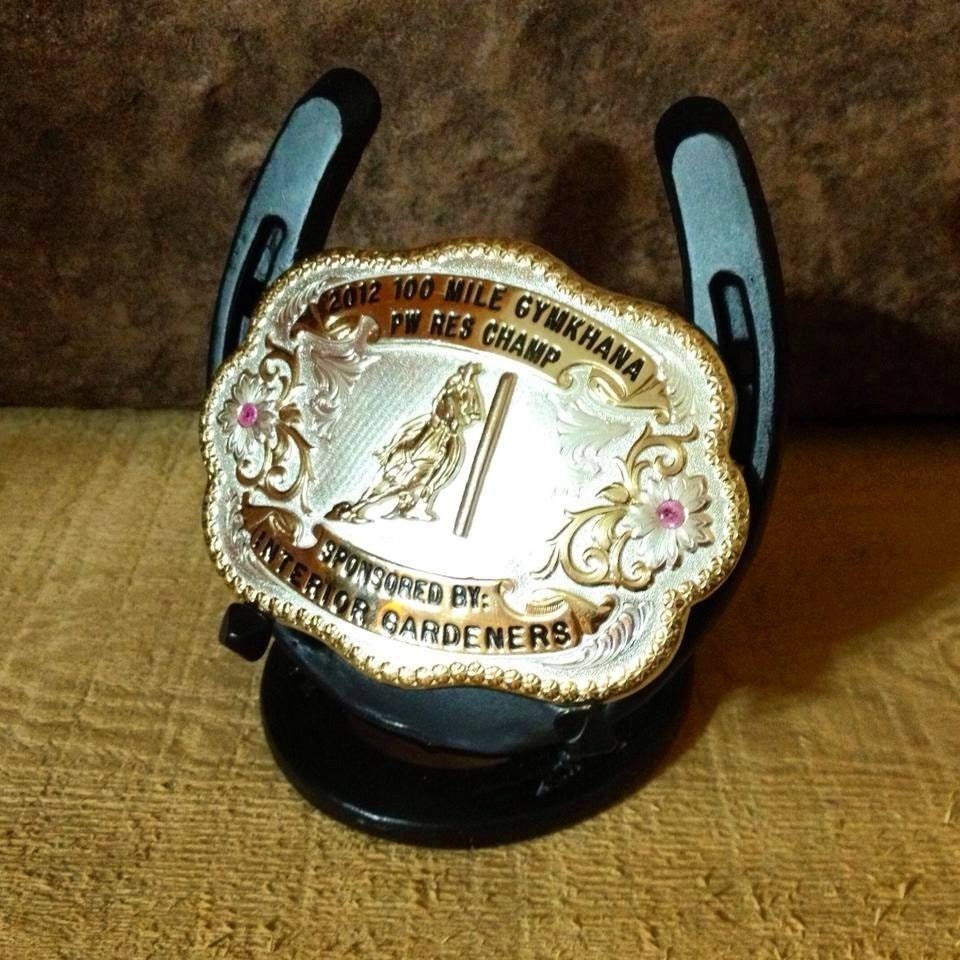 Custom handmade Horseshoe Trophy Buckle Holder by sunshineceramics