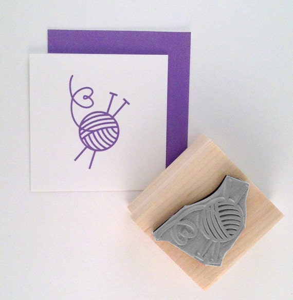 Knitting Love Rubber Stamp by cupcaketree on Etsy