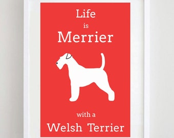 Welsh Terrier Print - Dog Picture - Dog Print - Dog Art - Pet Lover - Dog Silhouette