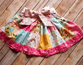 3T 4T Patchwork Skirt - Riley Blake Sunny Happy Skies Fabric - Gently ...