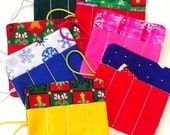 Christmas in July Sale Christmas assorted 4 count Crayon rolls with elastic closure Set of 6 Perfect Christmas party favor or stocking stuff Il_170x135