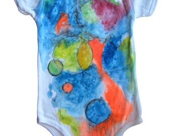 Abstract Infant Baby Rib Short Slv One-Piece