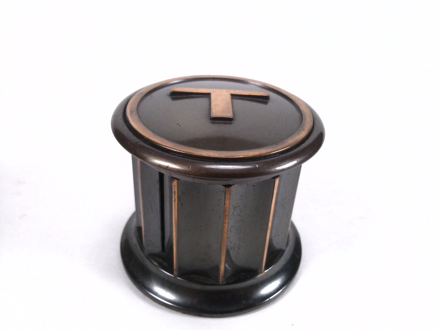 Vintage Stamp Dispenser Holder vintage Brass Round by GarageInc