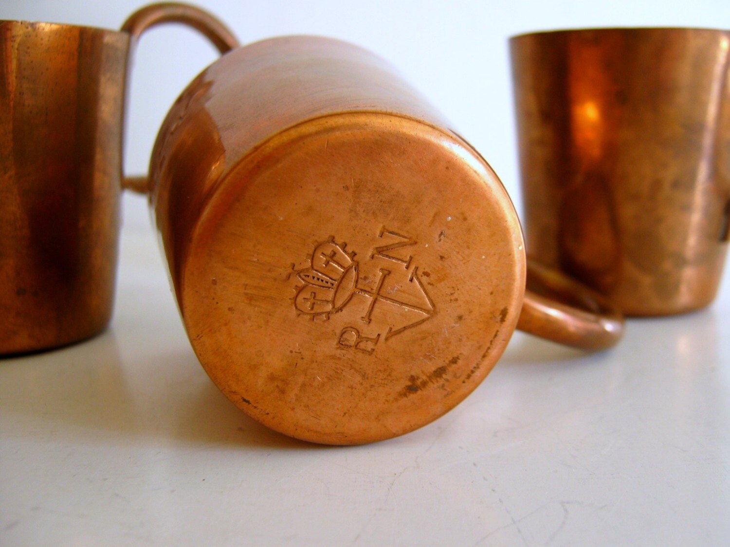 Royal Navy Rum Cups 1/2 Gill Vintage Copper Cups Set of Four