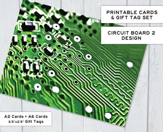 Circuit Board 2 Instant Download Printable Cards with Tags