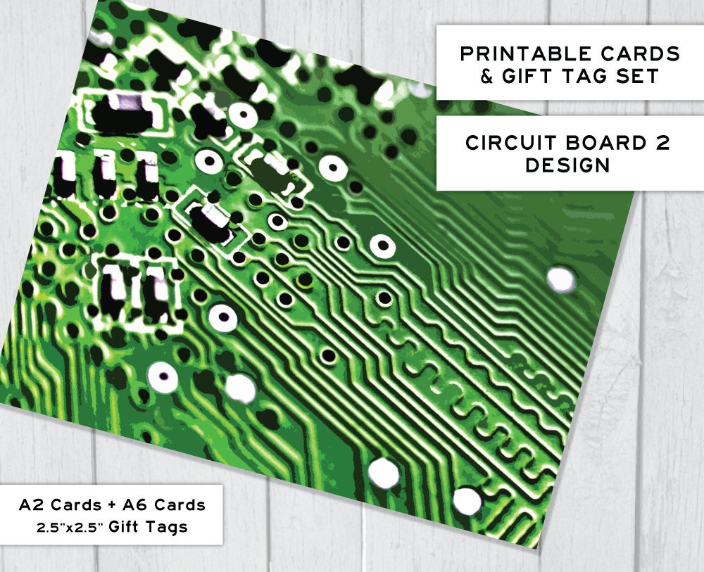 Circuit Board 2 Instant Download Printable Cards with Tags