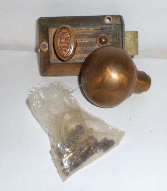 Vintage Elgin Deadbolt Lock and Door Knob Brass Door Knob