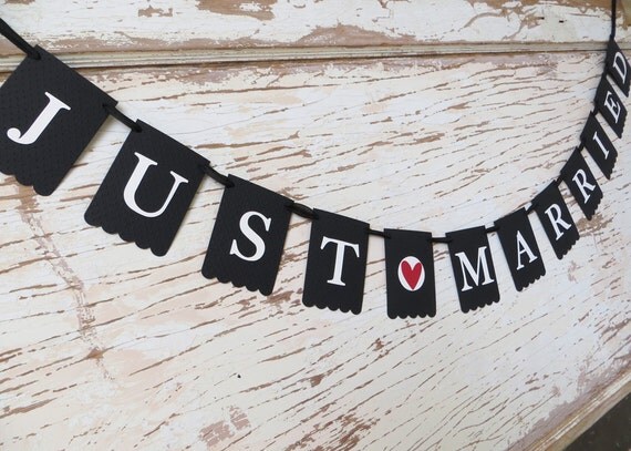 Just Married Banner - Embossed Sm Dots - READY TO SHIP - Wedding Garland Wedding Decoration Wedding Photo Prop Just Married Garland Il_570xn