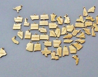 State Charms, Gold State Charms, Personalized State Charms, Choose Your State, State Charm Only, Tiny State Charms