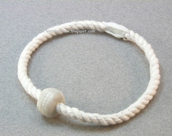 slender rope bracelets with bead white cotton grommet friendship bracelets rope jewelry 3104