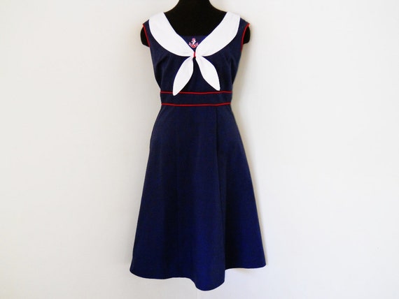 Stop Staring Dress Vintage 40s Style Sailor Girl Nautical XL