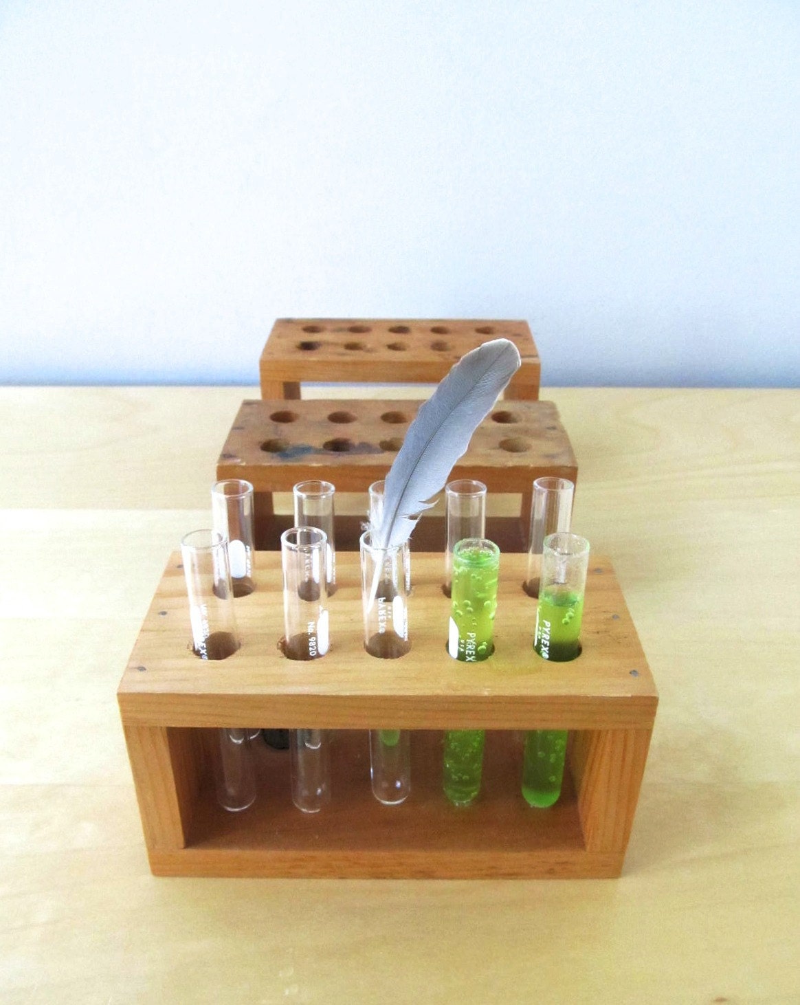 vintage wood test tube rack spice rack glass test by ionesAttic