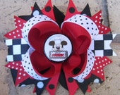 Chef Mickey's Disney World Vacation Boutique Black White Red Chef Mickey Mouse #2 Hair Bow Il_170x135