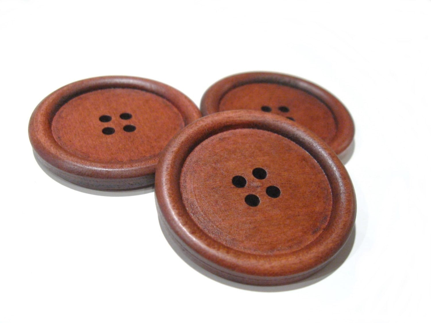 Large wood button maroon brown 3 wooden big buttons 40mm 1