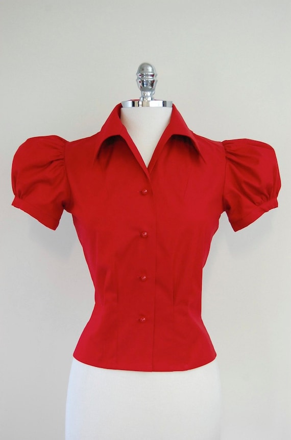 Items similar to 1940's Style Red Blouse on Etsy