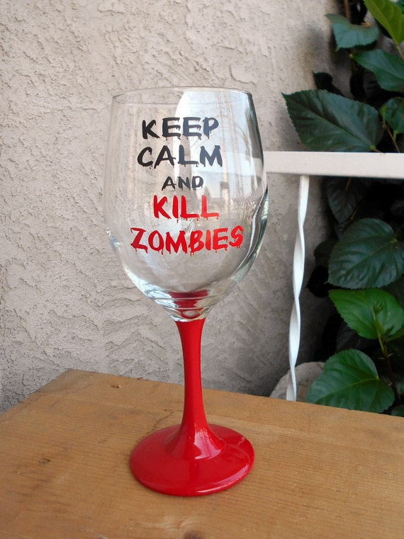 Zombie Wine glass by CreationswithNicole on Etsy