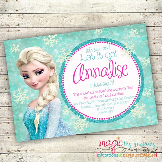 Digital Printable Frozen Inspired Birthday Pool party invitations Il_570xn