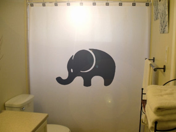 Baby Elephant  Shower  Curtain Bathroom  Decor  Kids Bath  Cute