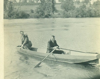 Henry and Albert in Rowboat Having Fun on Lake Row Boat Rowing Oars ...