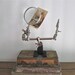 vintage magnifying glass, botanical display, photo holder, memo organizer, picture display, alligator clips, magnifying glass, industrial
