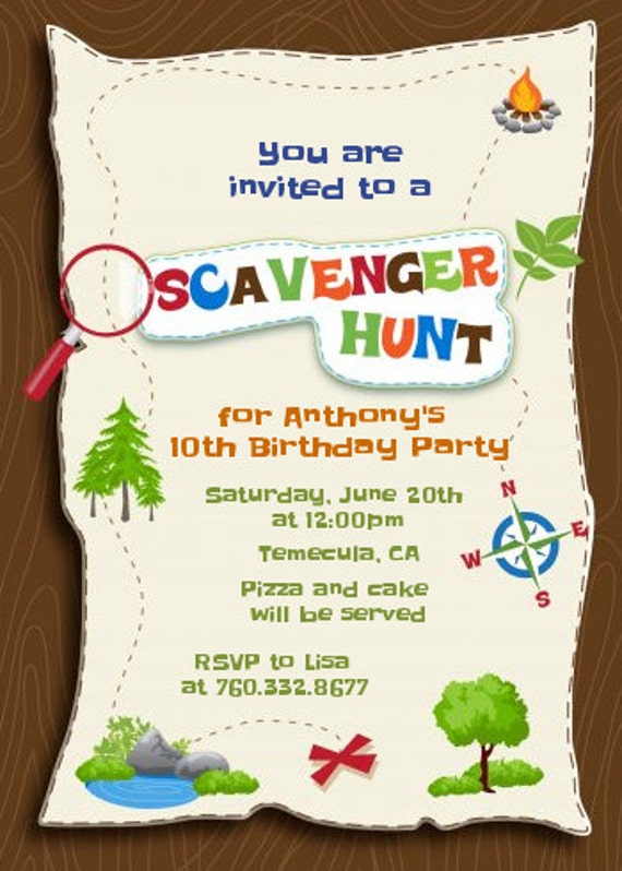 Scavenger Hunt Printable Birthday Party by CandlesandFavors